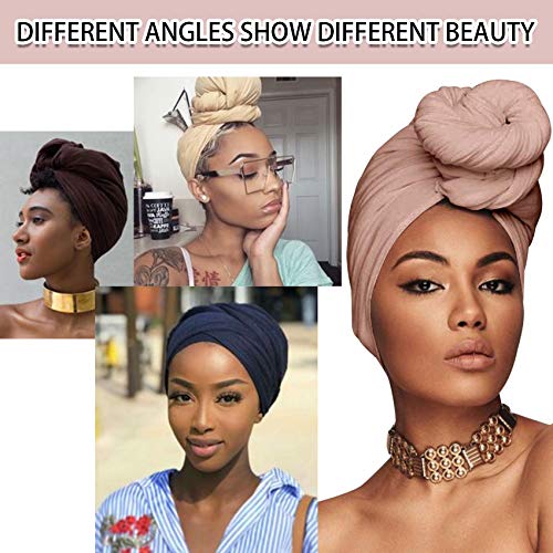 Messen 12 Pieces Head Wrap Scarf Stretch Jersey Turban Extra Long Ultra Soft Urban Headwraps for Women Solid Color African Headwear Headband Tie Wholesale Set02 - Image 4