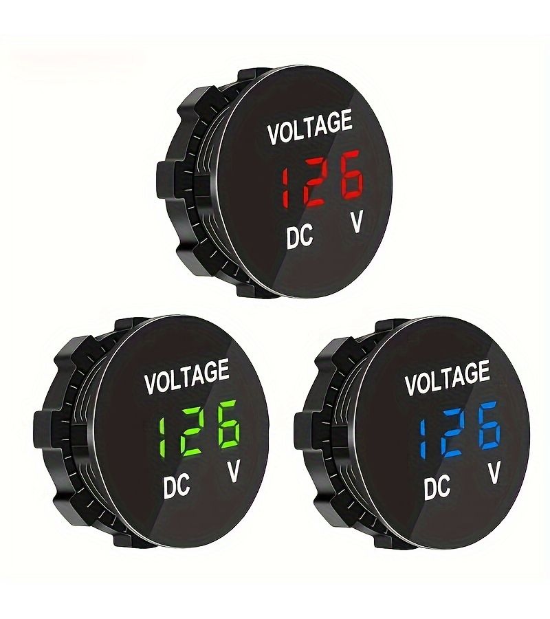 DC 12V 24V Car Voltage Meter Red Display Digital Voltmeter Mini Monitor Indicator Light Measuring Range 8 48V Accuracy 0 1V Widely Used for Cars And Boats Without Battery - Image 1