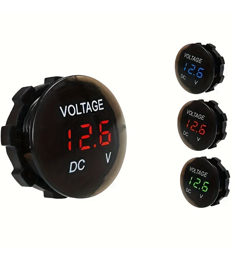 DC 12V 24V Car Voltage Meter Red Display Digital Voltmeter Mini Monitor Indicator Light Measuring Range 8 48V Accuracy 0 1V Widely Used for Cars And Boats Without Battery - Image 4