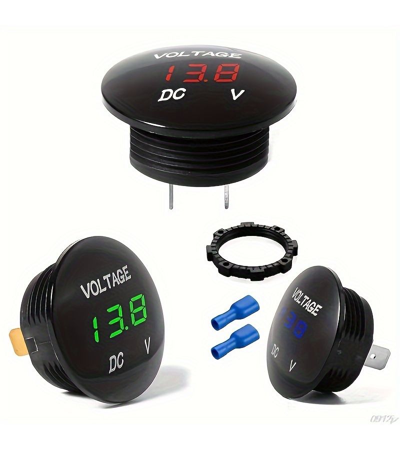 DC 12V 24V Car Voltage Meter Red Display Digital Voltmeter Mini Monitor Indicator Light Measuring Range 8 48V Accuracy 0 1V Widely Used for Cars And Boats Without Battery - Image 3