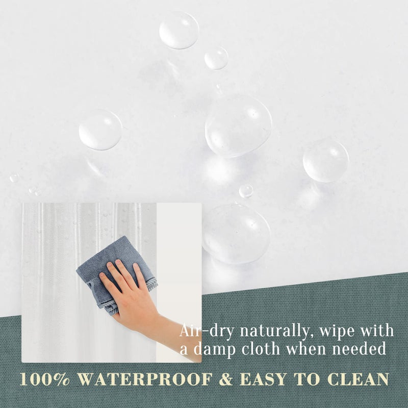 ABLUEN No Hook PEVA Shower Curtain or Liner - 8G Heavy Duty Clear Bathroom Shower Curtain No Hooks Required, Waterproof Plastic & PVC Free, Standard Size 71 x 74, Clear - Image 5