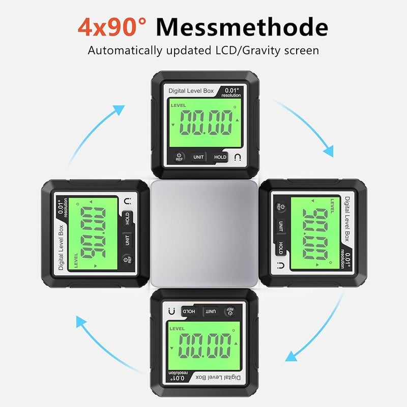 Digital Level Box Magnetic Portable Angle Finder Black and White for Woodworking Construction - Image 3