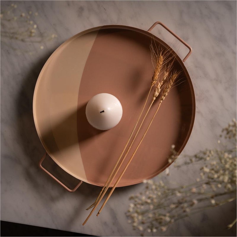 بلندز صينية تقديم دائرية كبيرة ثنائية اللون بيج - Image 2