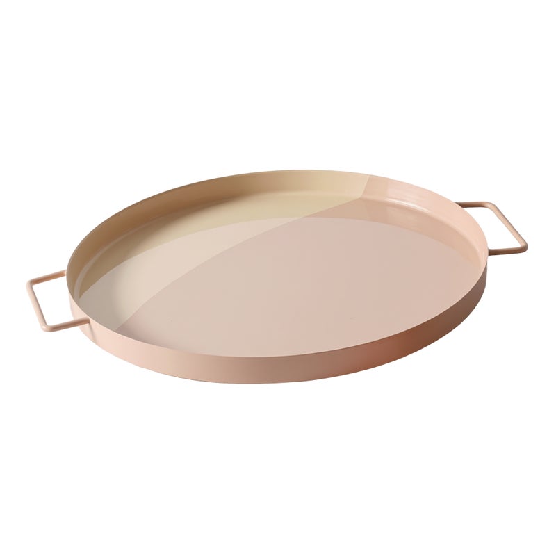 بلندز صينية تقديم دائرية كبيرة ثنائية اللون بيج - Image 1