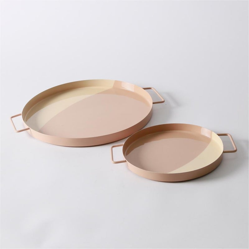 بلندز صينية تقديم دائرية كبيرة ثنائية اللون بيج - Image 5