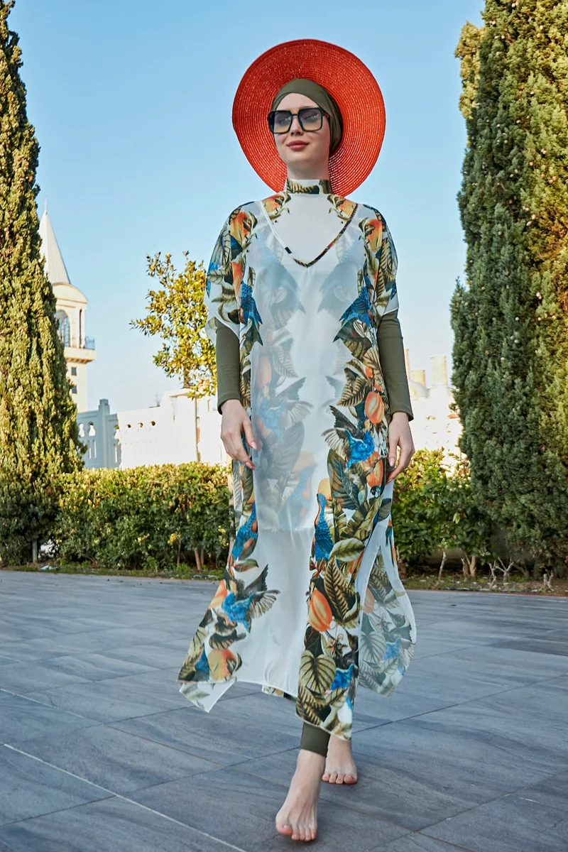 Remsa Mayo Remsa Modest Swimsuit Patterned Single Kaftan Pareo 430-552 Brazil