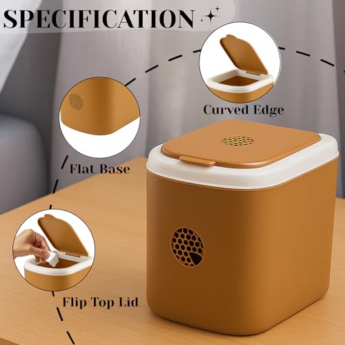 Liza Pack Of 2PC Mini Waste Bin Disposal Dustbin with Attached lid & Easy To Open, Multi-Use For Study Table Office Dustbin, Desk, Kitchen, Bedroom - Image 5