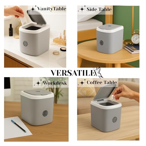 Liza Pack Of 2PC Mini Waste Bin Disposal Dustbin with Attached lid & Easy To Open, Multi-Use For Study Table Office Dustbin, Desk, Kitchen, Bedroom - Image 4