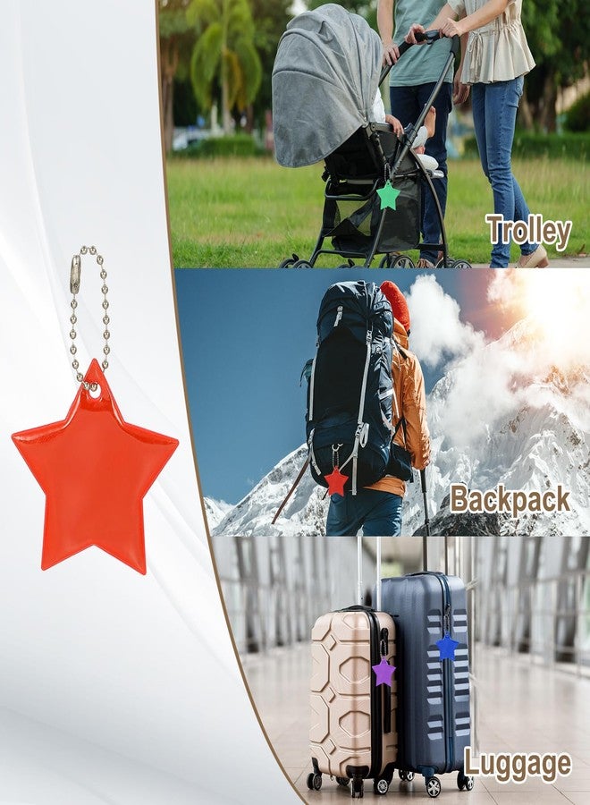 PATIKIL 24 Pcs Reflective Keychain, 2.2in Reflective High Visibility Safety Keychain Tags Pentagram Pendants Bright Zipper Pulls Waterproof for Backpack Running Cycling, Red - Image 5