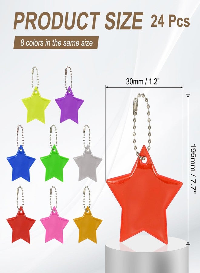 PATIKIL 24 Pcs Reflective Keychain, 2.2in Reflective High Visibility Safety Keychain Tags Pentagram Pendants Bright Zipper Pulls Waterproof for Backpack Running Cycling, Red - Image 2