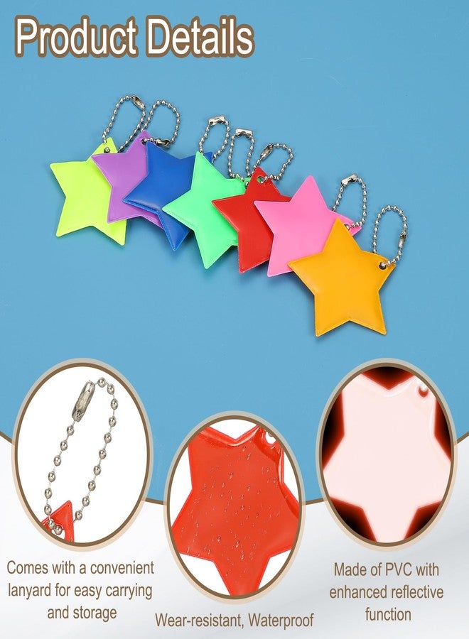 PATIKIL 24 Pcs Reflective Keychain, 2.2in Reflective High Visibility Safety Keychain Tags Pentagram Pendants Bright Zipper Pulls Waterproof for Backpack Running Cycling, Red - Image 3