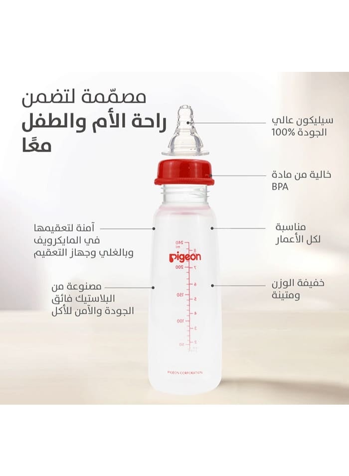 pigeon Plastic Bottle Slim Neck White Cover, multicolor, BPA Free, 240ml - Image 5