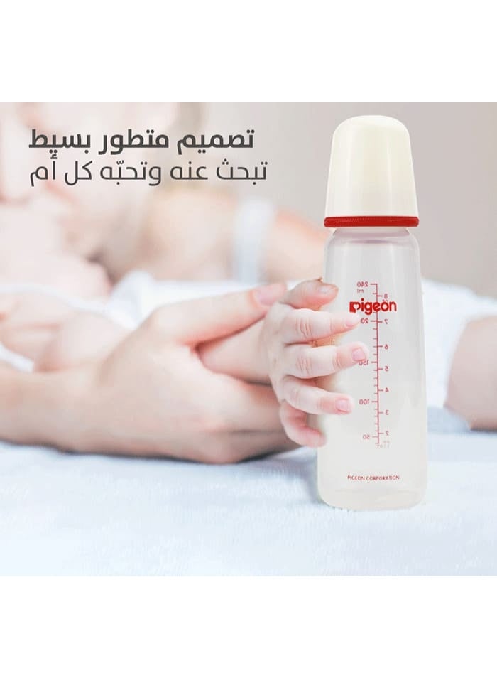 pigeon Plastic Bottle Slim Neck White Cover, multicolor, BPA Free, 240ml - Image 2