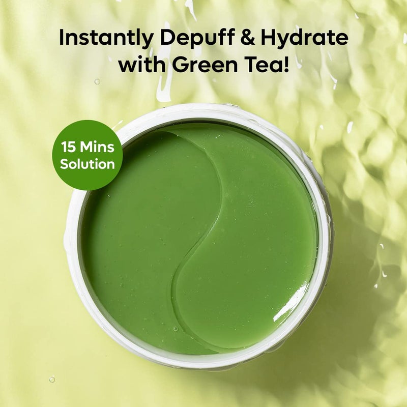 MCaffeine mCaffeine Green Tea Hydrogel Under Eye Patches for Dark Circle Fine Lines Wrinkles Reduction Cooling Under Eye Patch Mask for Instant DePuffing 30 Pairs  - Image 2