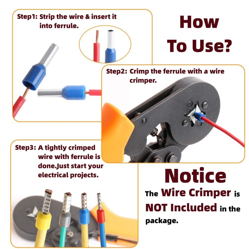 DIANZHU 1250Pieces Wire Ferrules kit Wire Terminal Ferrules Crimp Connector Insulated Cord Pin End Terminal Great Assortment Ferrules Kit with Portable Box - Image 3