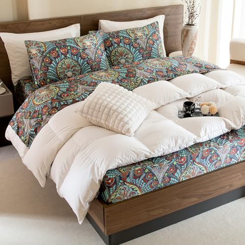 QSH Boho Sheets King Size - 100% Egyptian Cotton Bohemian Patterned Sheets Printed Bedding King Size Bed Sheets 17.5" Extra Deep Pocket 4pcs - Image 2