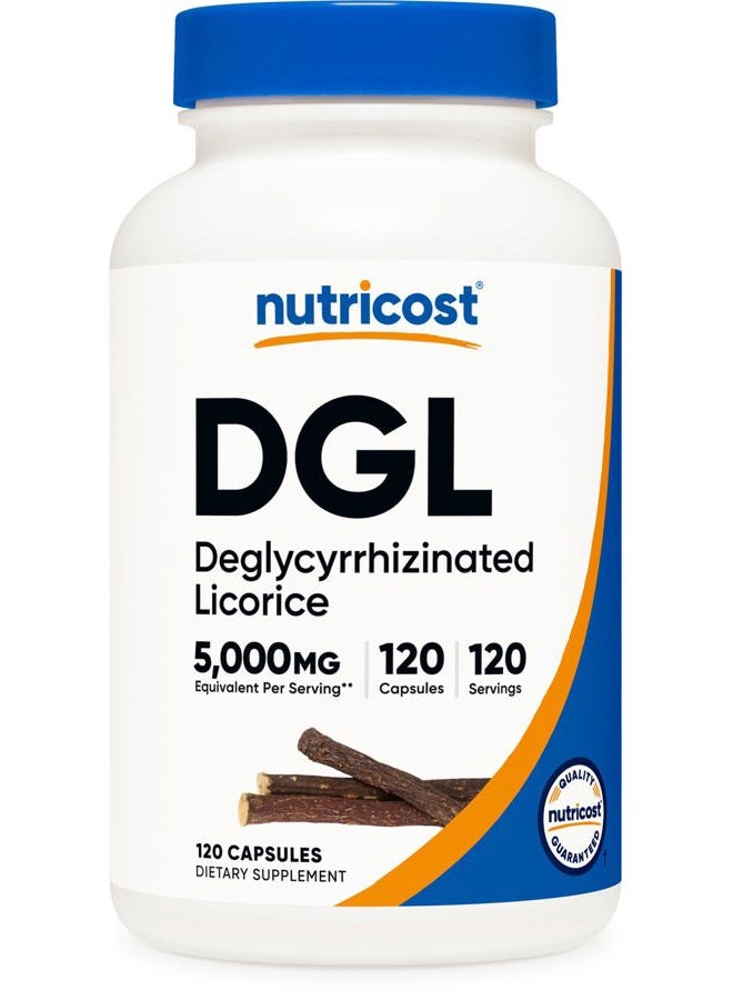 Nutricost DGL Deglycyrrhizinated Licorice Extract Capsules (5,000 mg Equivalent Per Serving, 120 Servings) - Non GMO, Vegan - Image 1