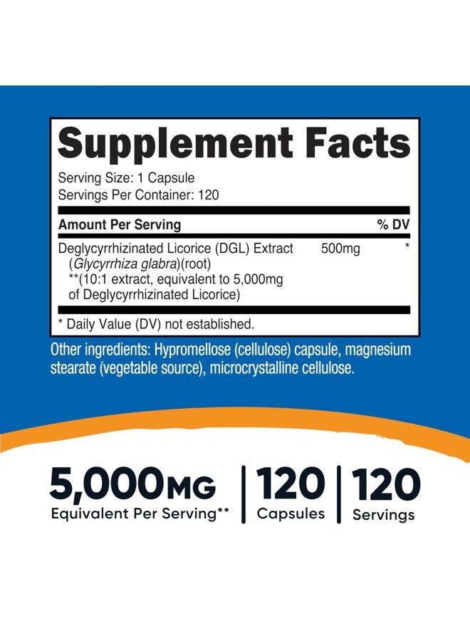 Nutricost DGL Deglycyrrhizinated Licorice Extract Capsules (5,000 mg Equivalent Per Serving, 120 Servings) - Non GMO, Vegan - Image 2