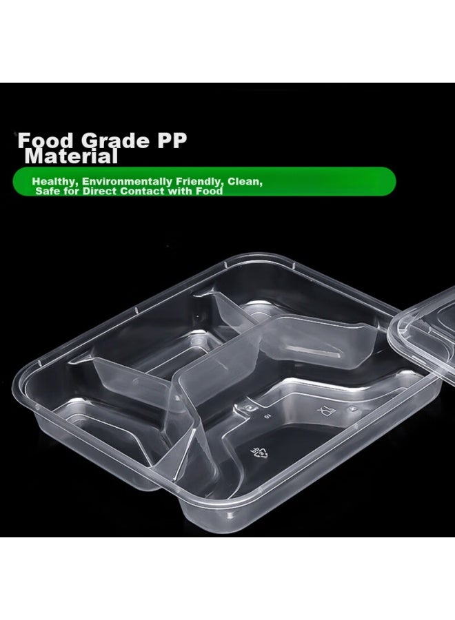 Star Square Xingfang Disposable Food Containers, Large Size, Compartmented, Food-grade, Four-compartment Takeout Packaging Boxes, Large Capacity Tableware, 150 Sets - Image 4
