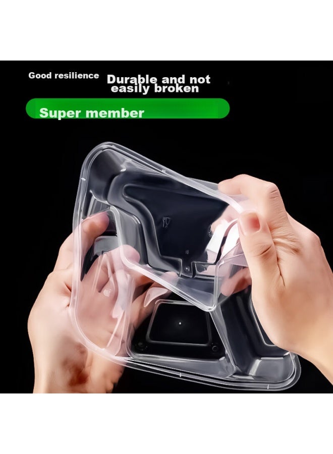 Star Square Xingfang Disposable Food Containers, Large Size, Compartmented, Food-grade, Four-compartment Takeout Packaging Boxes, Large Capacity Tableware, 150 Sets - Image 3