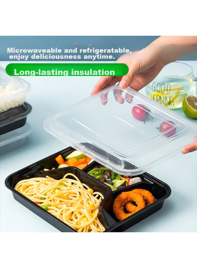 Star Square Xingfang Disposable Food Containers, Large Size, Compartmented, Food-grade, Four-compartment Takeout Packaging Boxes, Large Capacity Tableware, 150 Sets - Image 5
