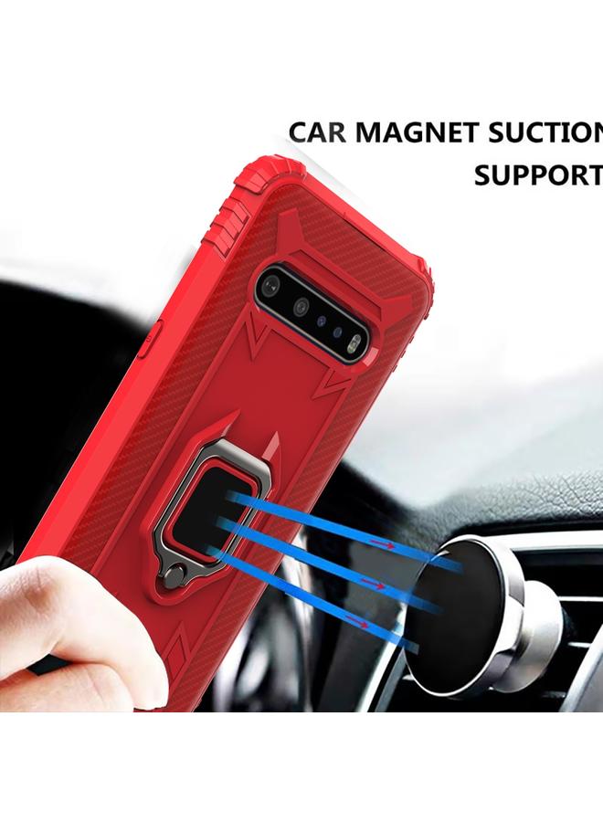 اس-توب جراب لهاتف LG V60 وV60 ThinQ مصنوع من ألياف الكربون مع حامل حلقي يدور 360 درجة - Image 3