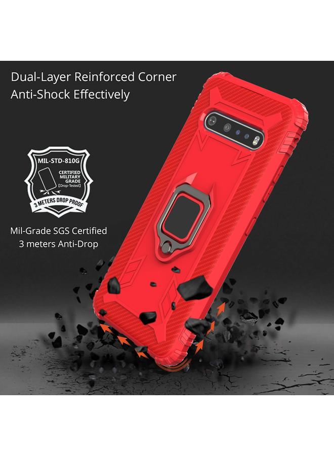 اس-توب جراب لهاتف LG V60 وV60 ThinQ مصنوع من ألياف الكربون مع حامل حلقي يدور 360 درجة - Image 2