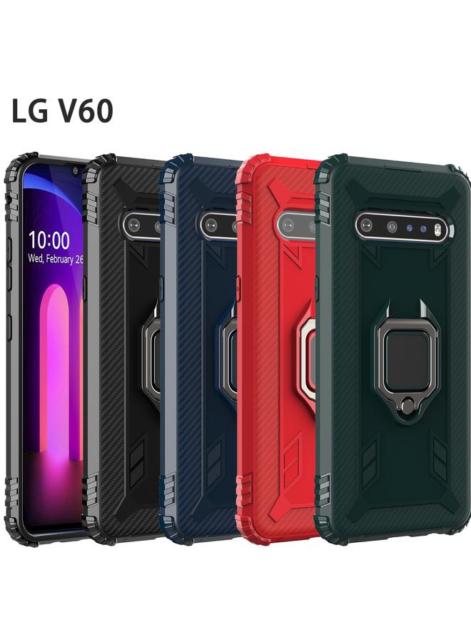 اس-توب جراب لهاتف LG V60 وV60 ThinQ مصنوع من ألياف الكربون مع حامل حلقي يدور 360 درجة - Image 5