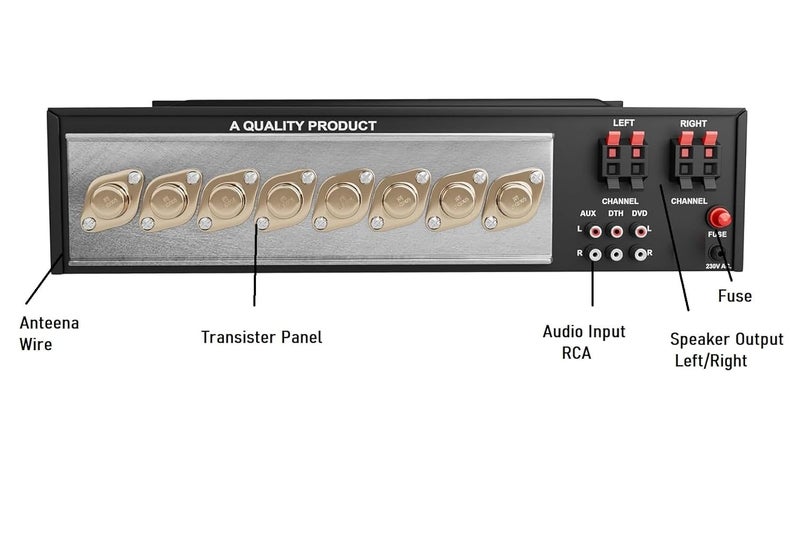TECH-UNIQUE 4 Channel 200 Watt Stereo Amplifier with Big LED Display/Bluetooth/2 MIC Input/USB/SD Card Slot/FM Radio/AUX Input/Remote Control & Built-in Equalizer with Bass, Treble & Balance Control - Image 4