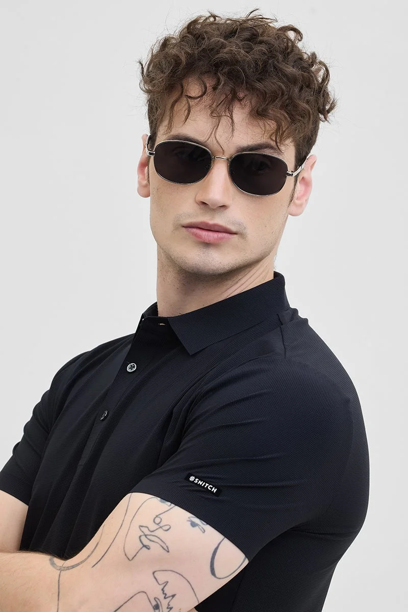 سنيتش تيشيرت بولو أسود تقني بدون خياطة