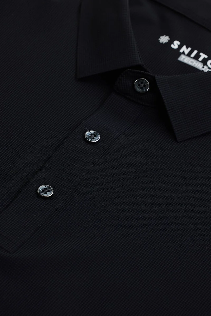 SNITCH Black Technical Stitchless Polo T-Shirt