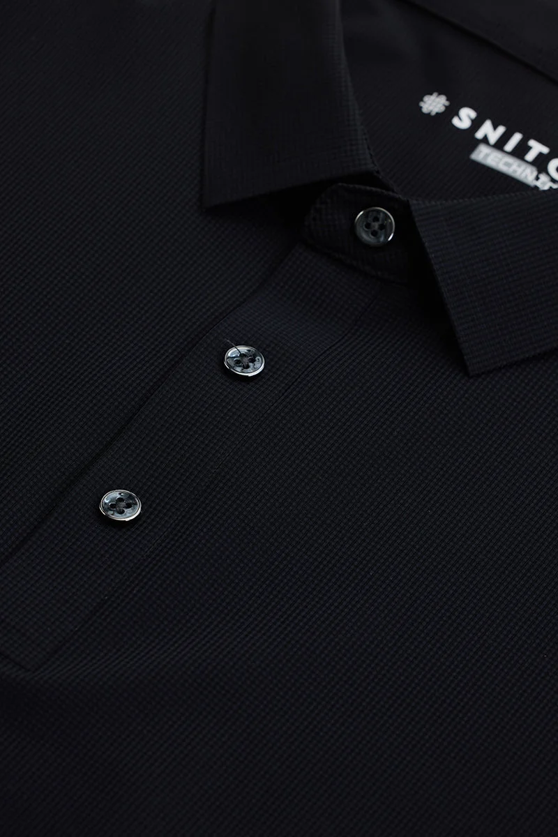 SNITCH Black Technical Stitchless Polo T-Shirt