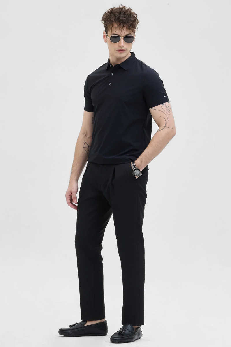 Snitch  Black Technical Stitchless Polo T-Shirt for Men | Best Price UAE