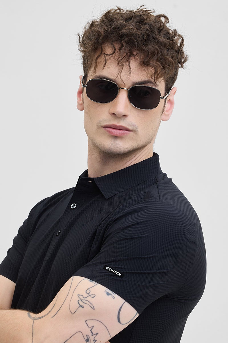SNITCH Black Technical Stitchless Polo T-Shirt - Image 4