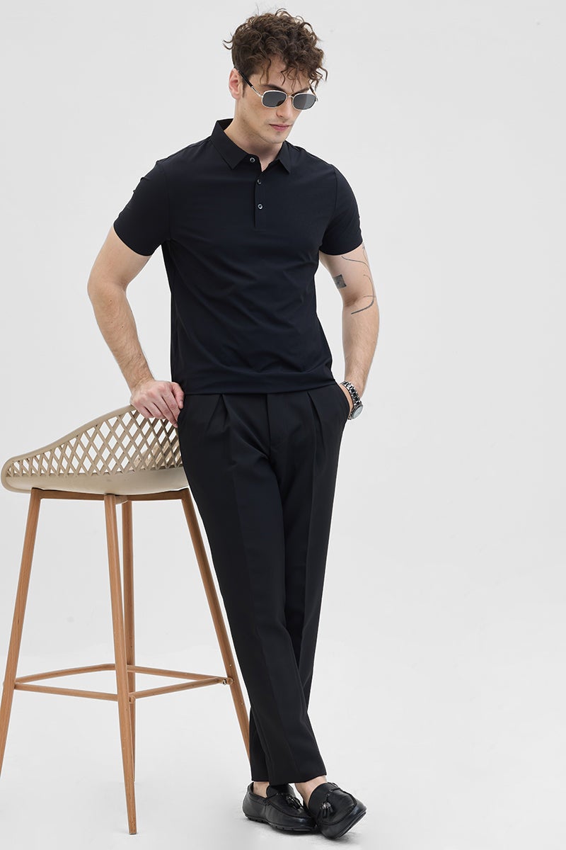 SNITCH Black Technical Stitchless Polo T-Shirt - Image 3