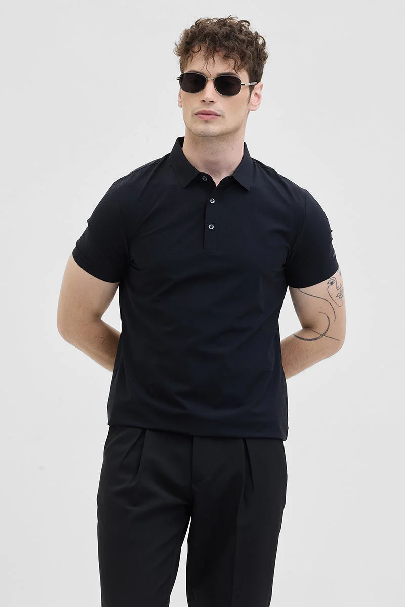 Snitch  Black Technical Stitchless Polo T-Shirt for Men | Best Price UAE