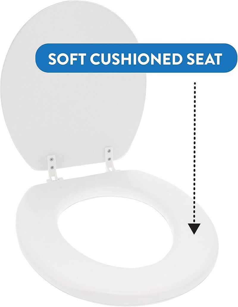 J&V Textiles Embroidered Soft Round Toilet Seat With Easy Clean & Change Hinge, Padded (Pink) - Image 3