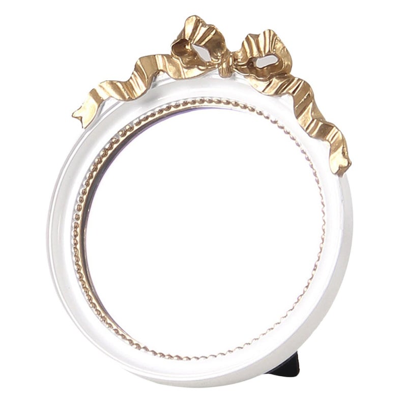Portable Round Bowknot Handheld Compact Mirror Single Sided for Women Pocket Vanity Use - Image 2