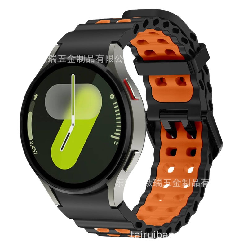 سوار ساعة ذكية رياضي من السيليكون متوافق مع Samsung Galaxy Watch 7 بملاءمة قابلة للتعديل وحزام ناعم للاستبدال اليومي باللون رمادي قابل للتعديل خفيف الحمل للاستخدام الداخلي - Image 2
