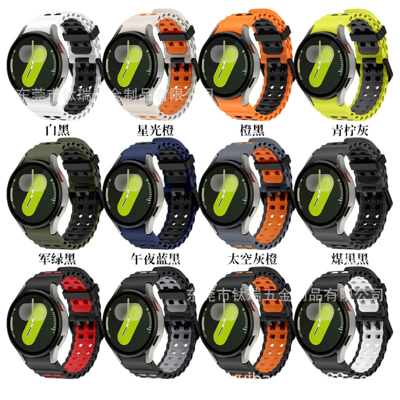 سوار ساعة ذكية رياضي من السيليكون متوافق مع Samsung Galaxy Watch 7 بملاءمة قابلة للتعديل وحزام ناعم للاستبدال اليومي باللون رمادي قابل للتعديل خفيف الحمل للاستخدام الداخلي - Image 4