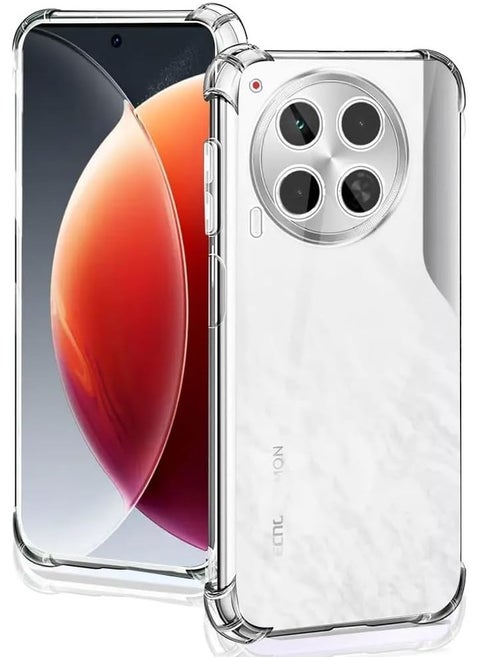 Clear Case Compatible with Tecno Camon 30 5G/4G, Slim Fit TPU Transparent Soft Back Cover with 4 Corner Shockproof Airbag and Camera Lens Protection