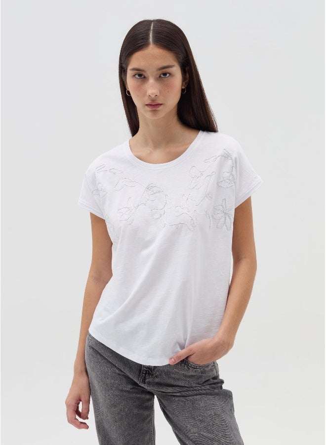 Ovs T-shirt with floral embroidery - Image 2