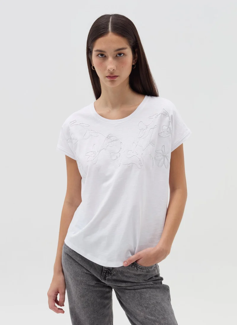 Ovs T-shirt with floral embroidery