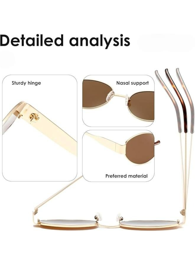Generic Trendy Retro Oval Women's Sunglasses with Gold Frame, UV400 Protection  - Image 4