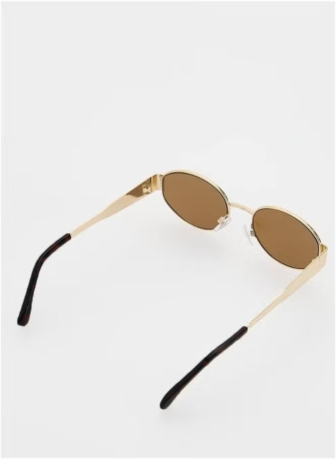 نظارة شمسية نسائية بيضاوية عصرية بتصميم ريترو بإطار ذهبي، مع حماية من الأشعة فوق البنفسجية 400 - Image 2