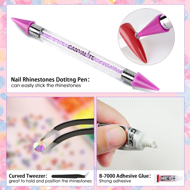 Canvalite 25000Pcs Resin Jelly Rhinestones for Crafting, Clear Flatback Gems, Bedazzling Crystal with 5Pcs 2.5g B7000 Jewelry Glues and Tweezers and Dotting Pen for DIY Crafts Clothing Shoes Nail Art - Image 3