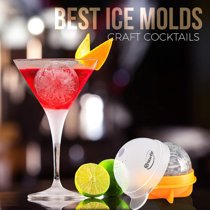 Shefio Large Round Ice Cube Mold - Shefio Ice Ball Mold - Set Of 4 Multicolor 2.5 Inch Tight Sealing, Leak Proof Silicone - For Cocktails & Spirits - Ice Ball Mold - Image 2