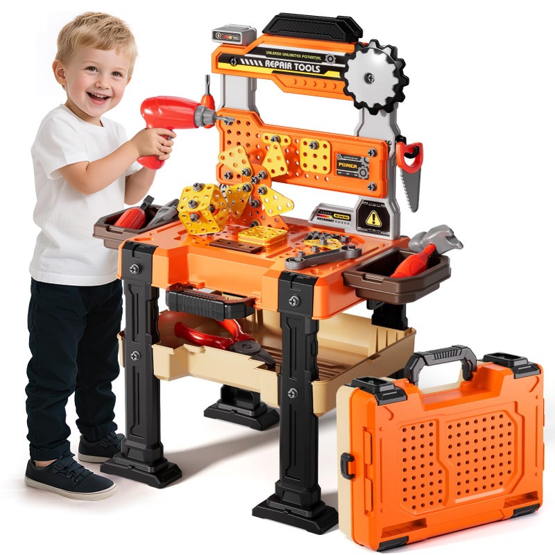 Novaluki Kids Tools Bench, Tool Box Playset with Screw and Electric Drill Toy, Pretend Play Construction Toys Work Bench for Toddlers 3-5 Years Old, Birthday for Boys Ages 3 4 5 6 7 8 - Image 1