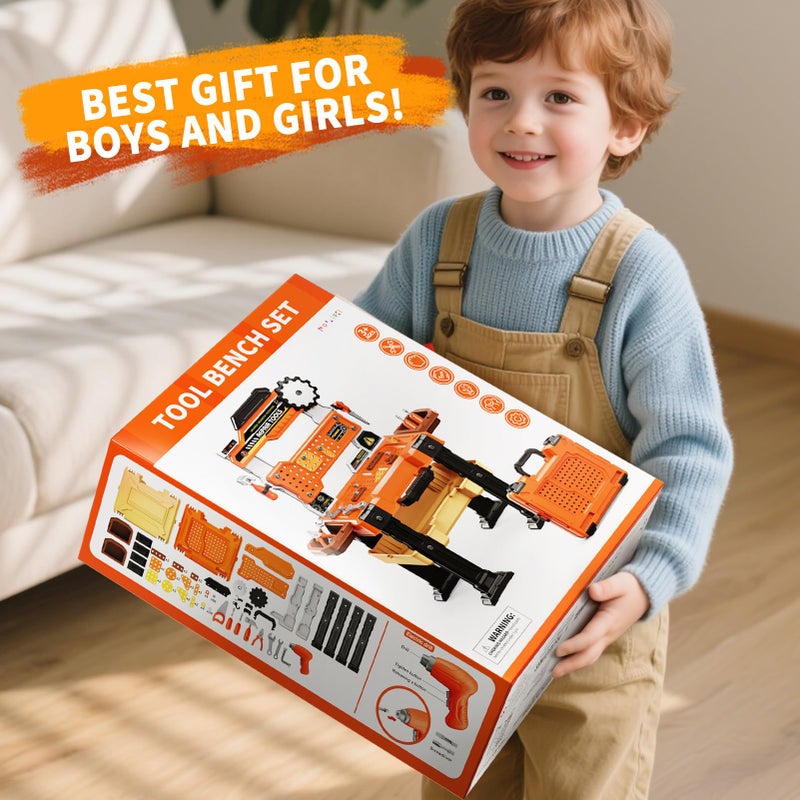 Novaluki Kids Tools Bench, Tool Box Playset with Screw and Electric Drill Toy, Pretend Play Construction Toys Work Bench for Toddlers 3-5 Years Old, Birthday for Boys Ages 3 4 5 6 7 8 - Image 5