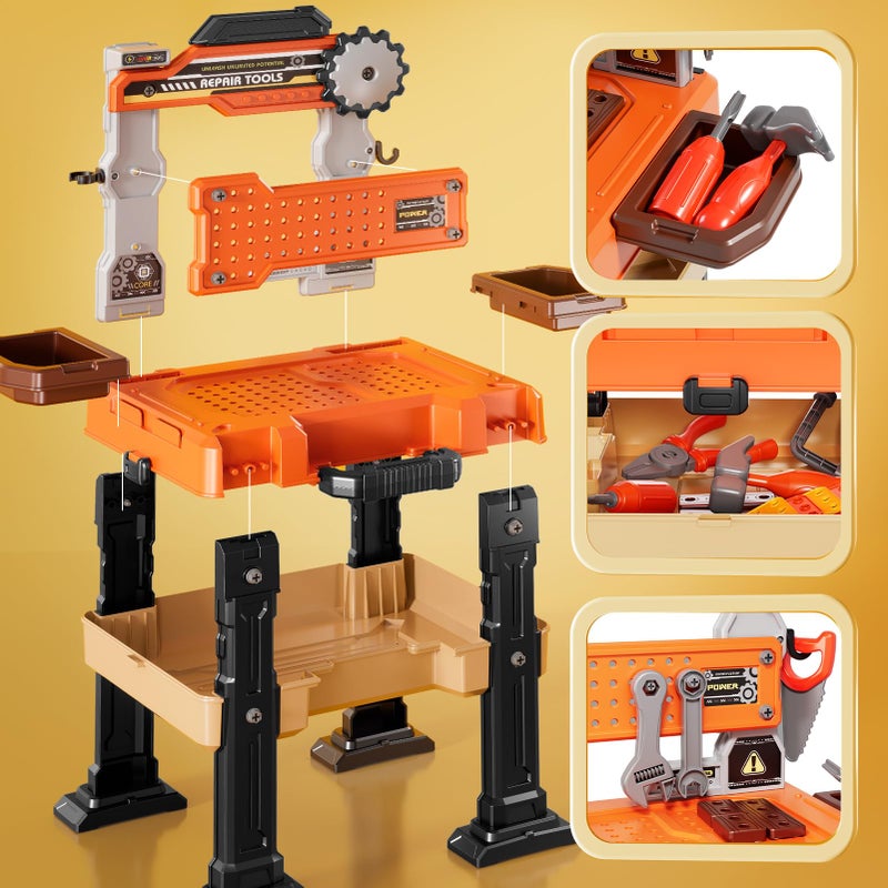 Novaluki Kids Tools Bench, Tool Box Playset with Screw and Electric Drill Toy, Pretend Play Construction Toys Work Bench for Toddlers 3-5 Years Old, Birthday for Boys Ages 3 4 5 6 7 8 - Image 4